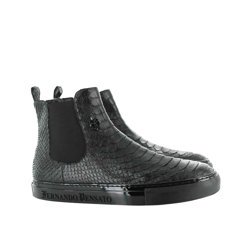 Beatle Sneaker Boots Black Snakeskin